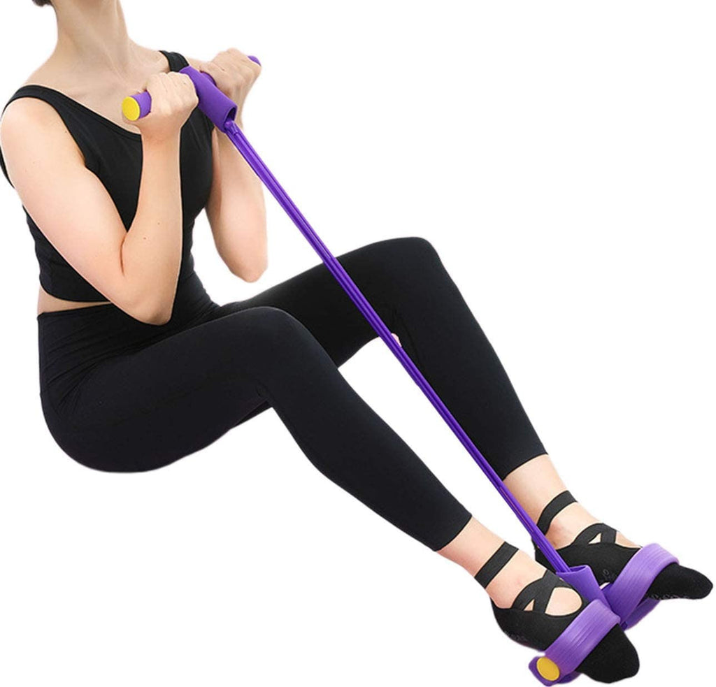 Foot Pedal Resistance Band – Elastic Sit-Up Pull Rope for Yoga & Fitness | Tummy Trimmer (Random Colors)