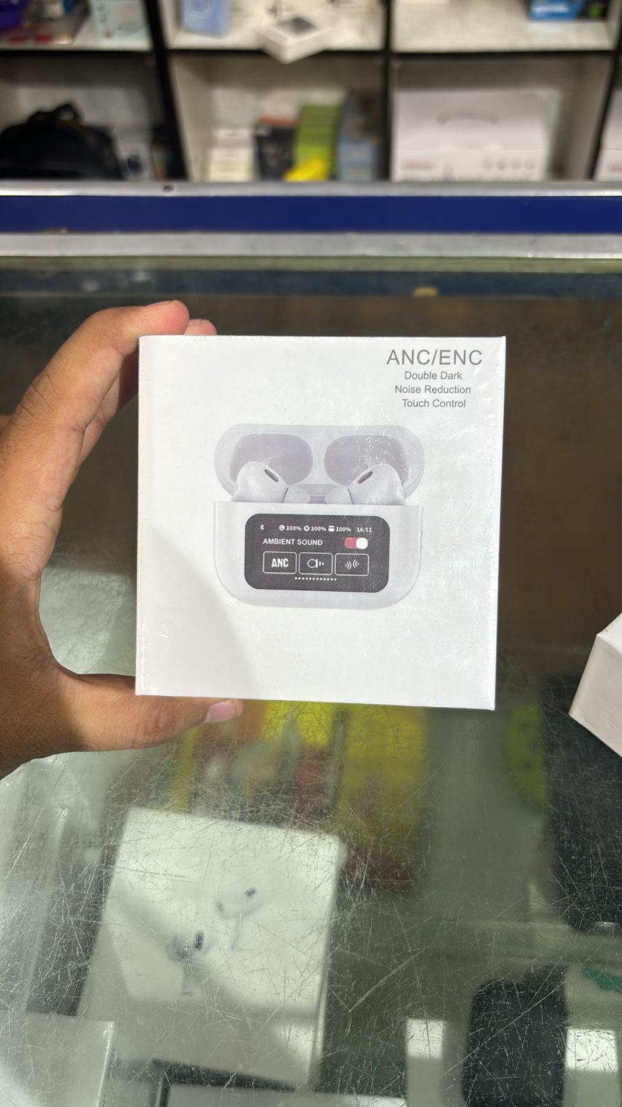 A9 Pro Digital Display Case Airpods / ANC/ENC Touch Screen Wireless Earbuds | A9 Pro Airpods - White & Black