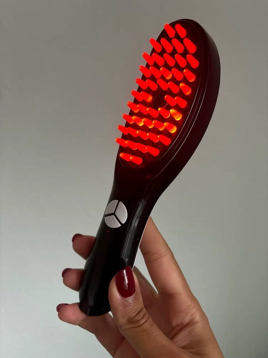 Electric Massage Comb – Blue & Red Light Therapy, Vibration Brush, Spray & Negative Ion Scalp Massager (Rechargeable)