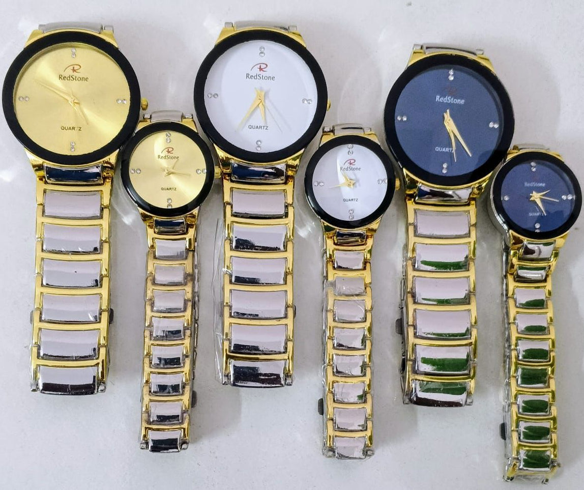 Redstone Quartz Couple Watch Durable Quality Stylish Design Perfect Choice For Daily Use And Gift Needs (Random Color & Design)