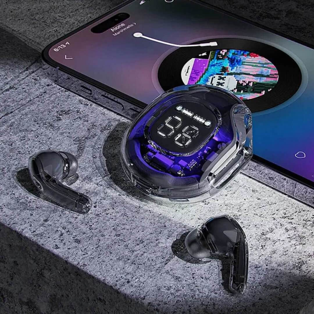 Air 39 TWS Wireless Earbuds: The Trendy Bluetooth 5.3 Gaming Headset with Transparent Charging Case (random colour)